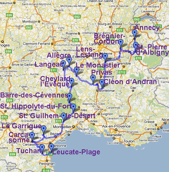 Übersichtskarte Tour 2011